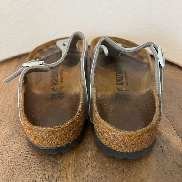 Birkenstock Metallic Silver Birko Flor Gizen Sandals Women's Size 38 7 - Picture 9 of 9